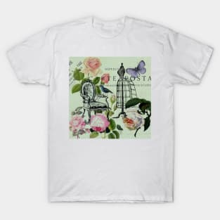 botanical butterfly garden roses french mannequin fashion paris T-Shirt